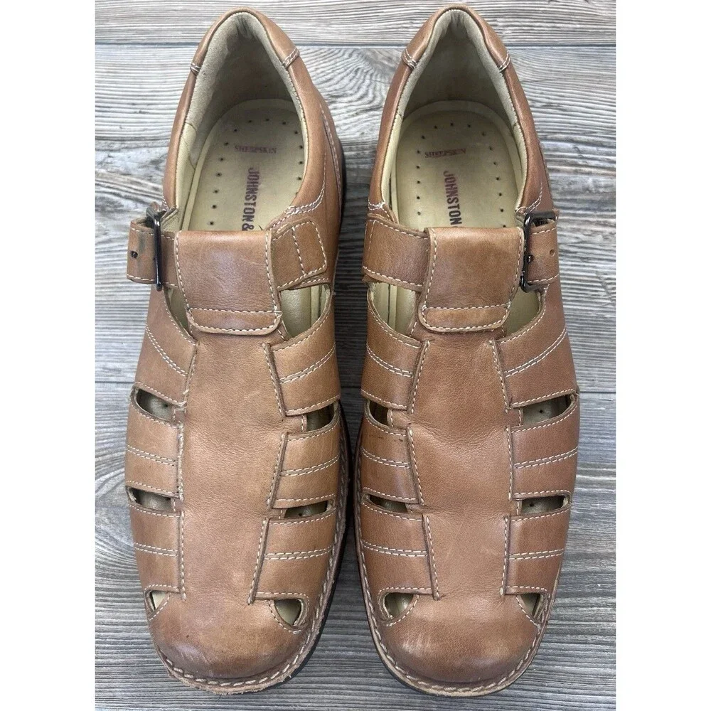Johnston & Murphy Fisherman‎ Sheepskin Leather Sandals Tan Gladiator Men's 9M